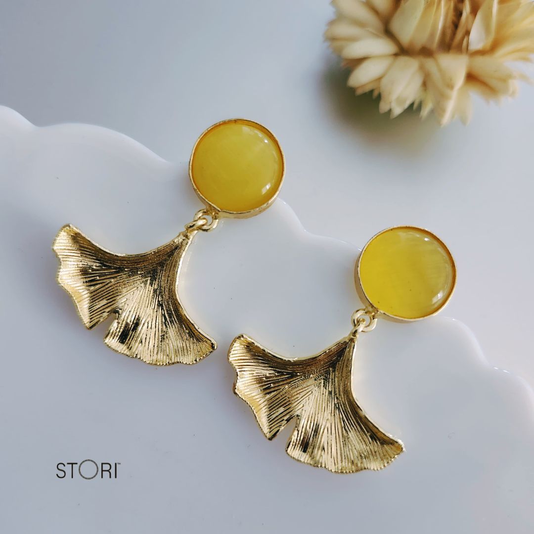 Yellow Monalisa Stone Earrings for Women Near Me- STORI