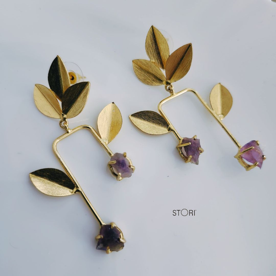 Amethyst Stone Earrings for Women Near Me- STORI
