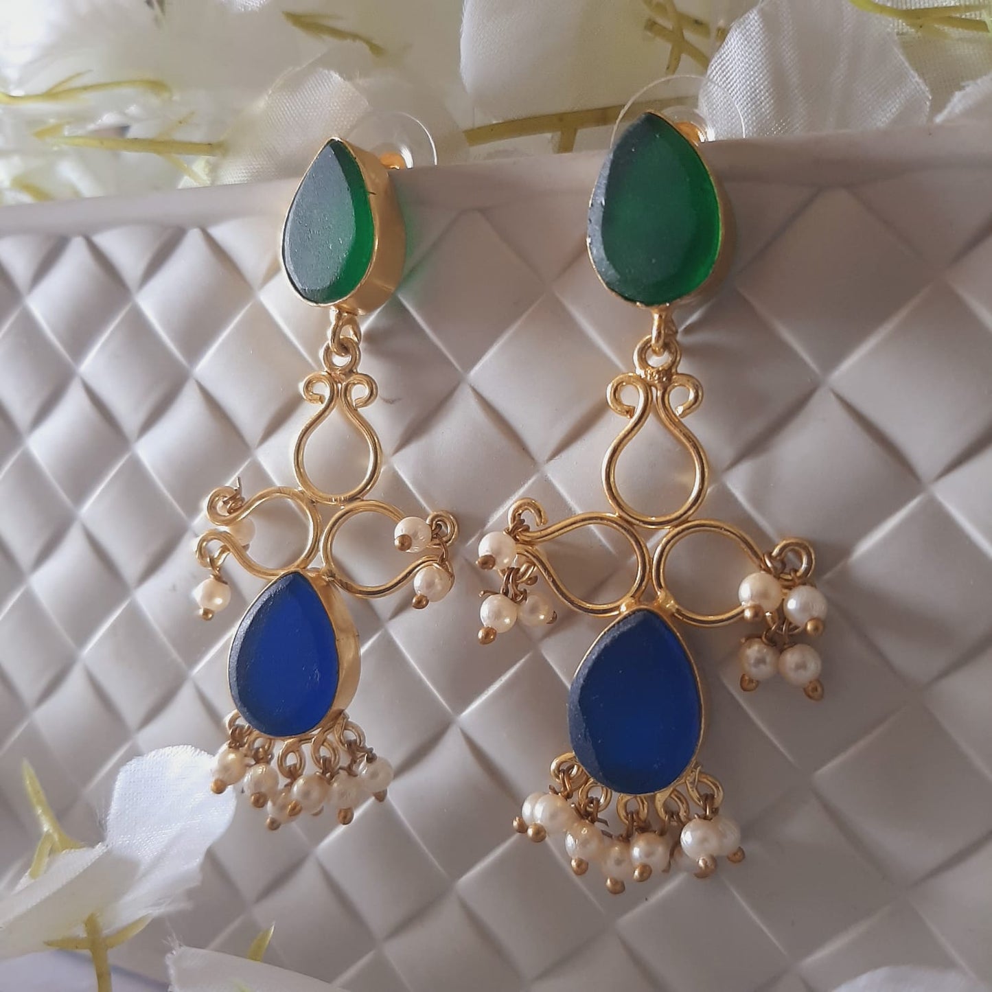 Elaelah Raw Stone & Pearls Earrings