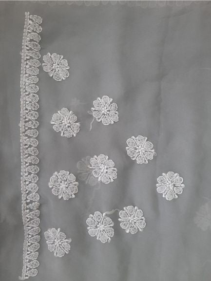Fog Grey Sanah Handcrafted Lucknowi Chikankari Saree