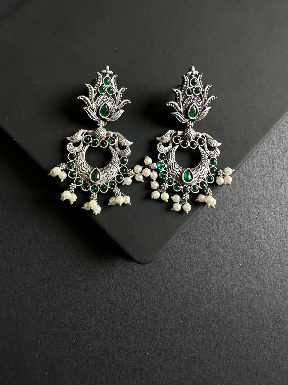 Green Urvi Ethnic Dangler Earrings