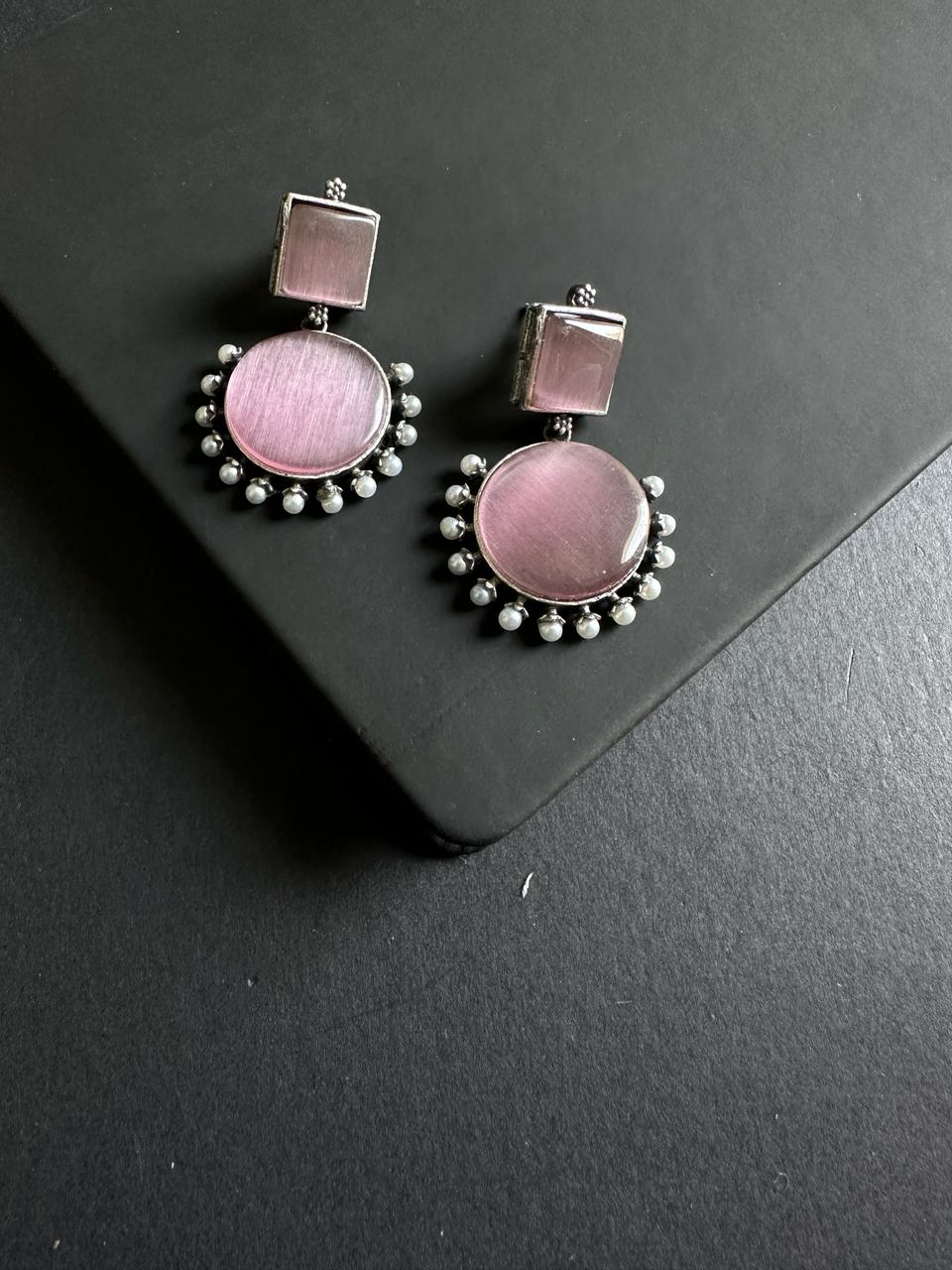 Pink Avikaa Monalisa & Pearls Earrings