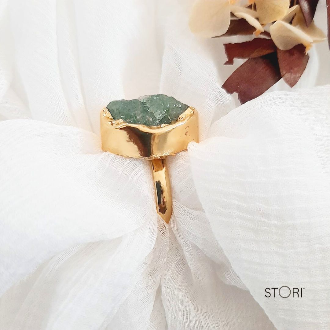 Malachite Green Raw Stone Handmade Finger Ring