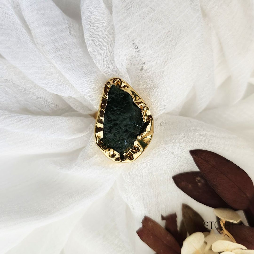 Malachite Green Raw Stone Handmade Finger Ring