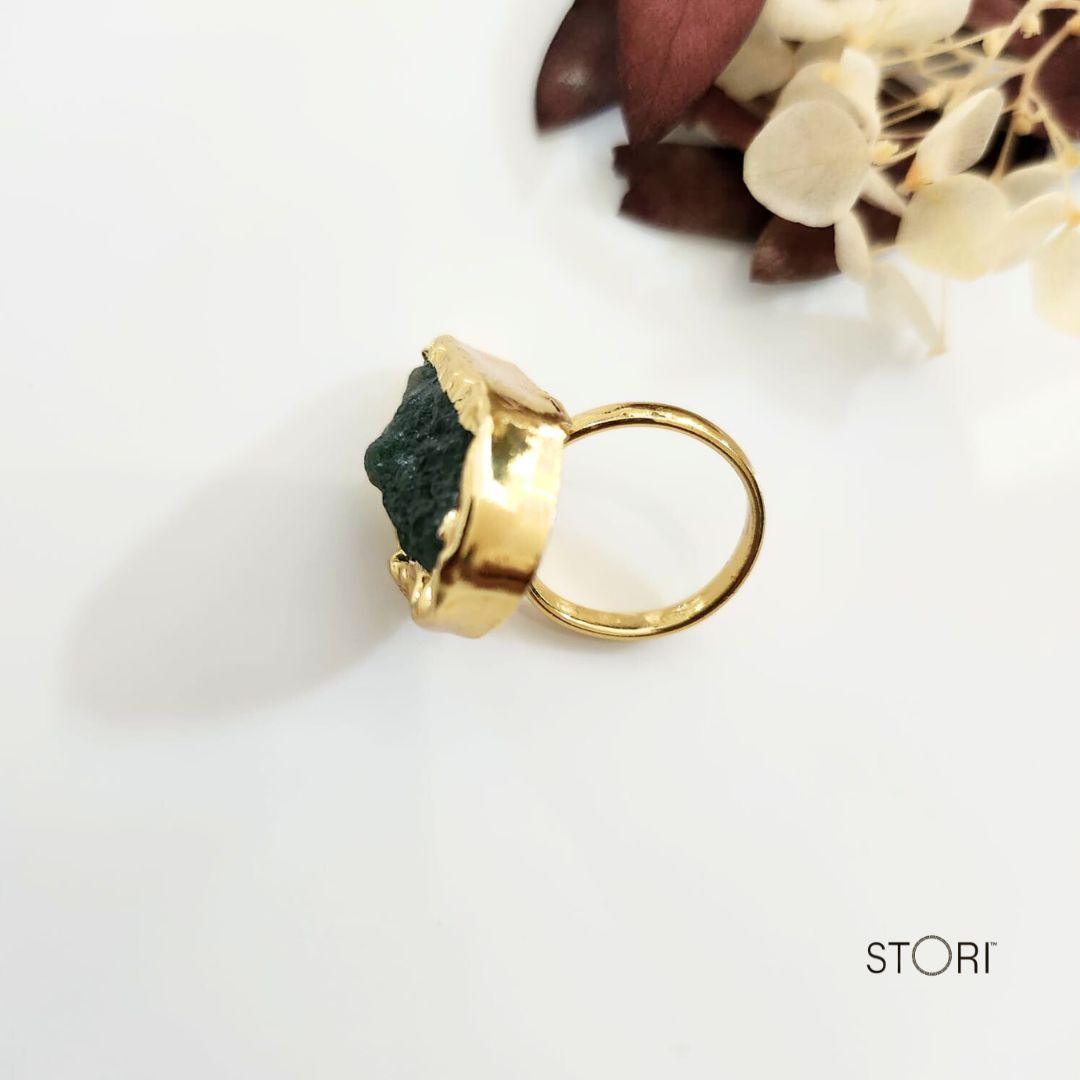 Malachite Green Raw Stone Handmade Finger Ring