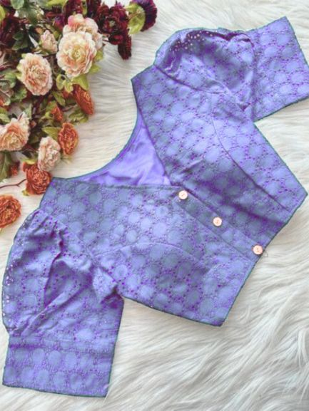 Hakoba Pure Cotton Solid Color Blouse With Puff Sleeves