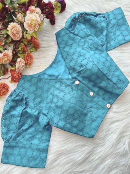 Hakoba Pure Cotton Solid Color Blouse With Puff Sleeves