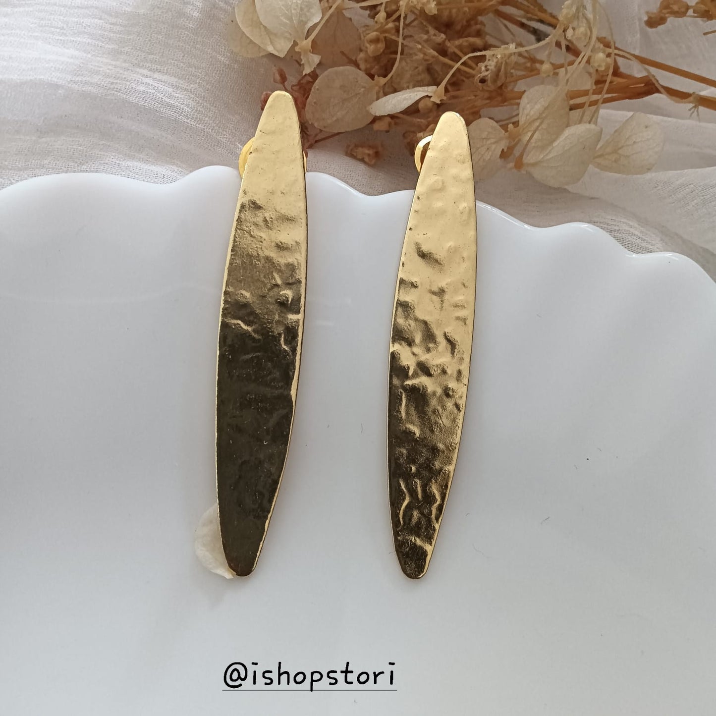 Oblong Hammered Tribal Earrings