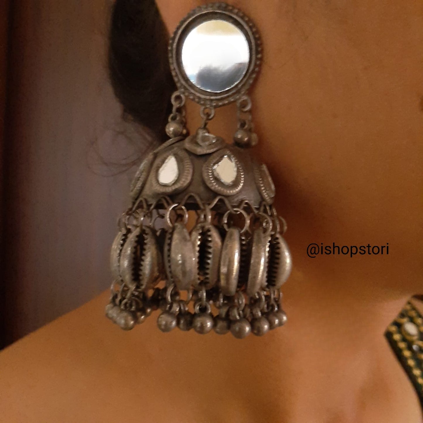 Black Polished Oxidized Jumbo Jhumkis- Navratri Special