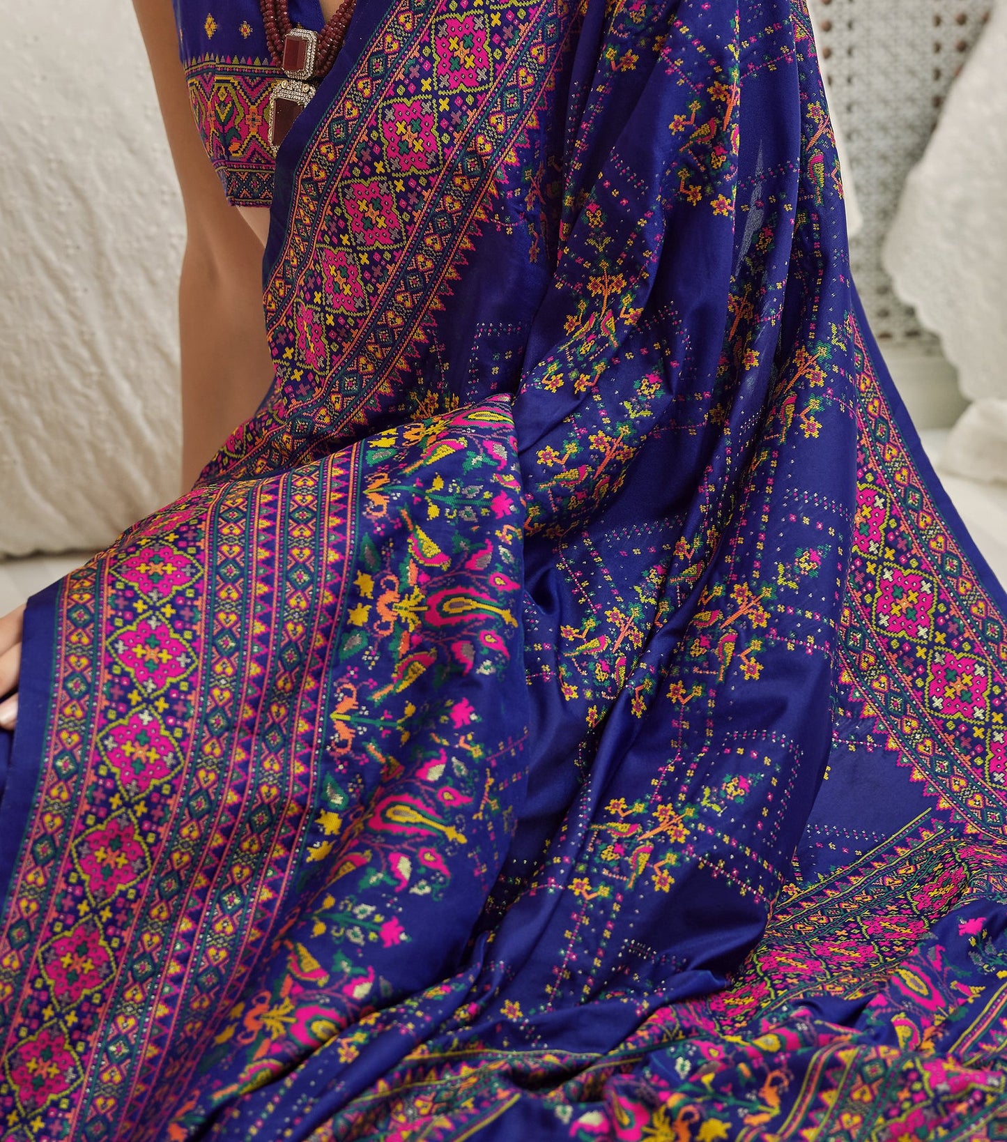 Blue Patola Silk STORI Saree Online Near You