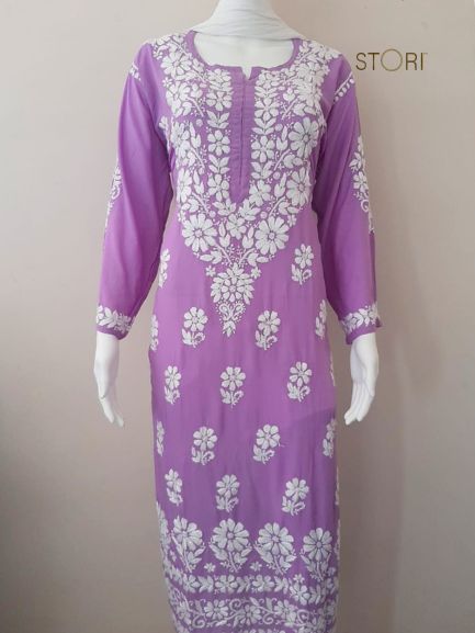Kaaya Purple Modal Chikankari Kurti