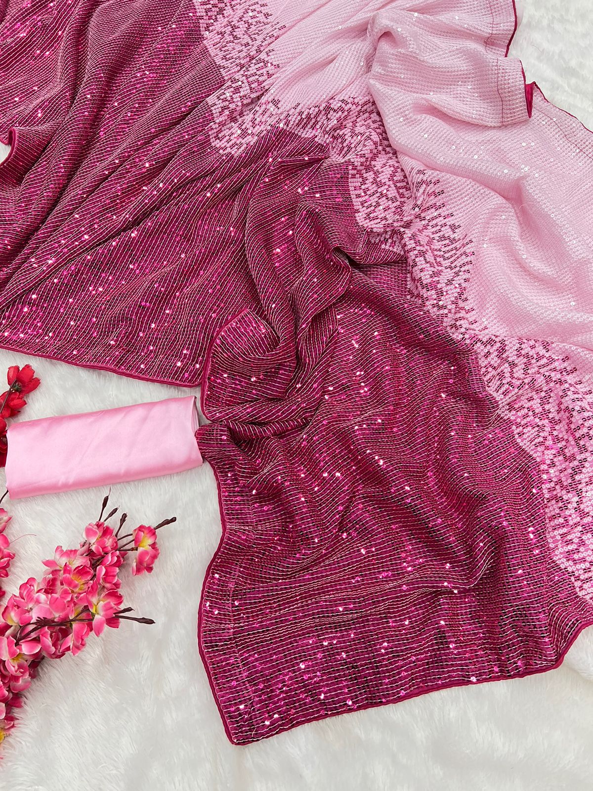 Kajol Inspired Allover Sequined Georgette Saree