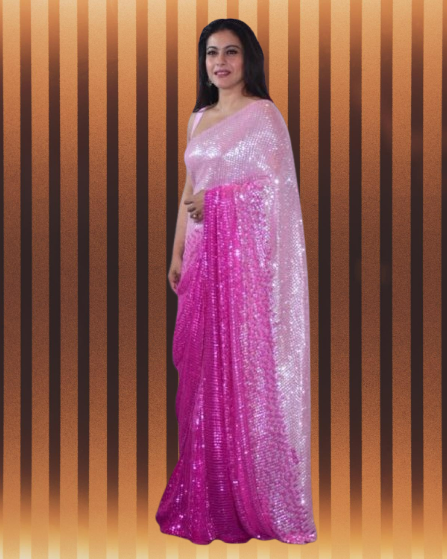 Kajol Inspired Allover Sequined Georgette Saree