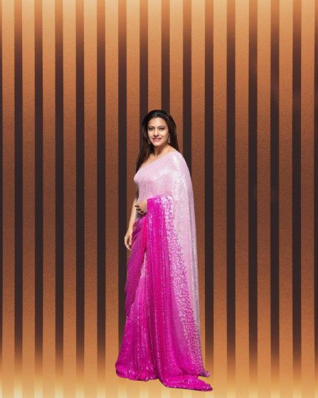 Kajol Inspired Allover Sequined Georgette Saree