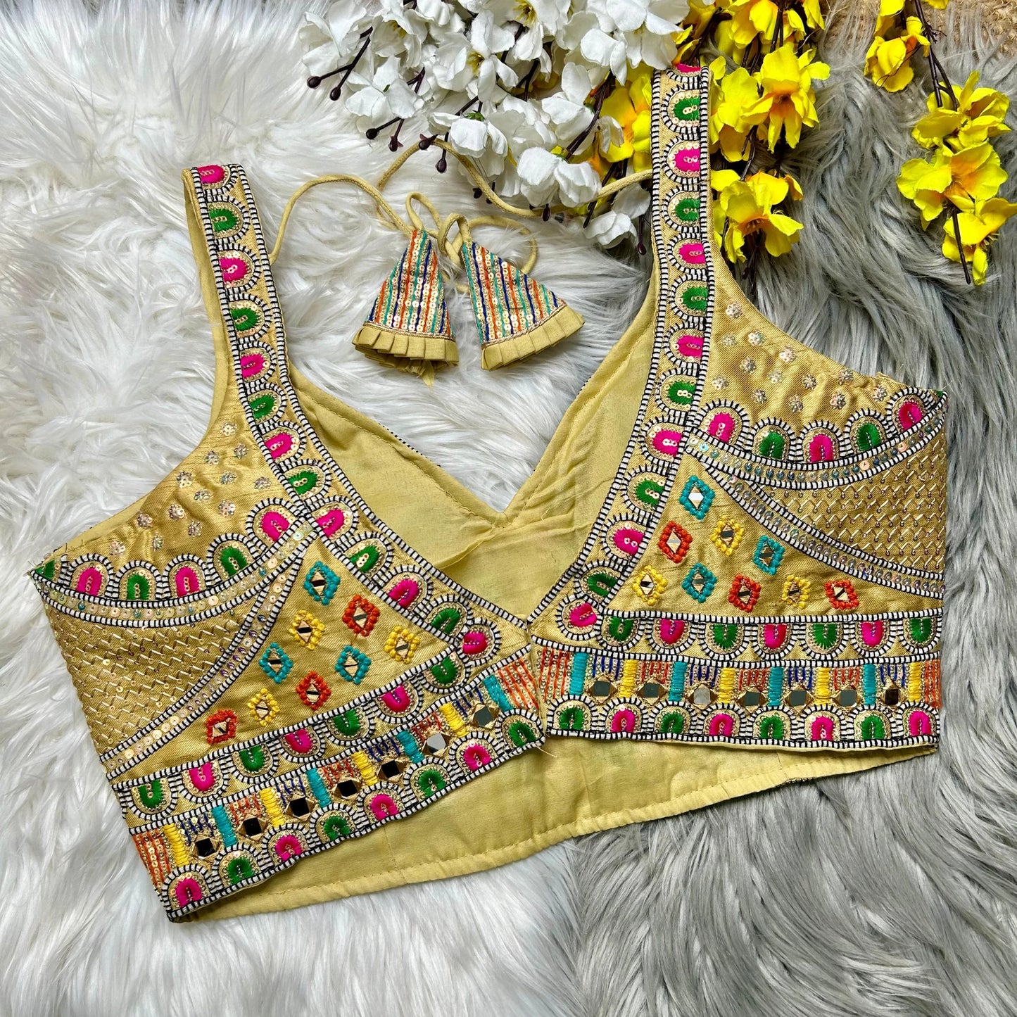 Kutchi Embroidered Blouse With Elbow Sleeves