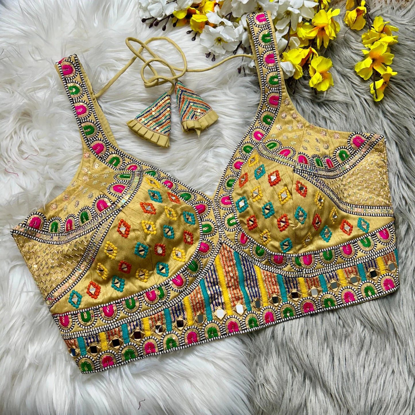 Kutchi Embroidered Blouse With Elbow Sleeves