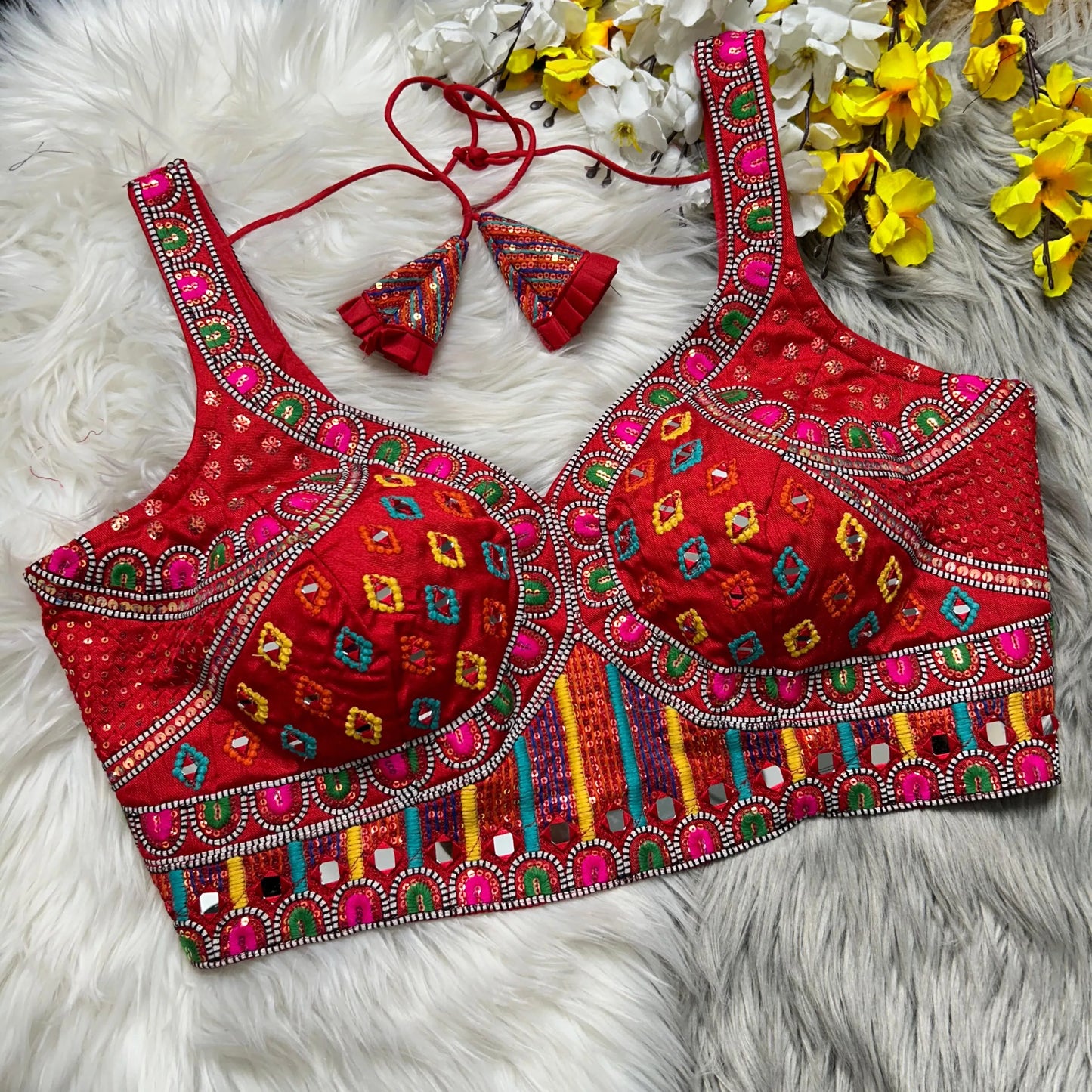 Kutchi Embroidered Blouse With Elbow Sleeves