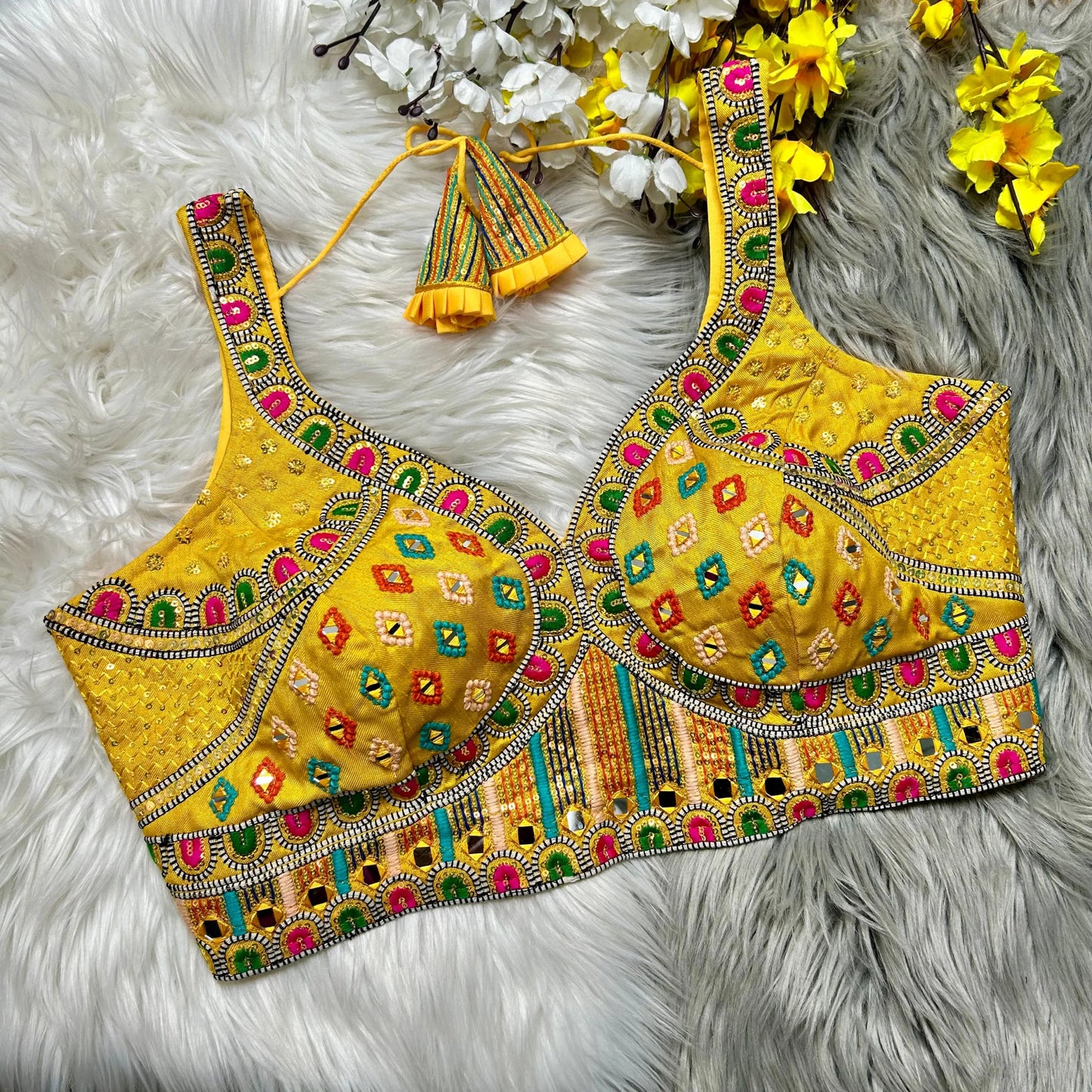 Kutchi Embroidered Blouse With Elbow Sleeves