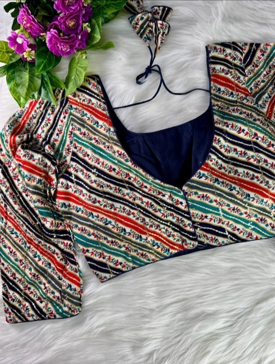 Striped Long Sleeved Designer Blouse