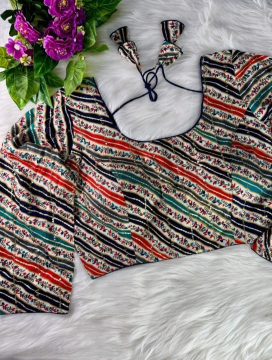 Striped Long Sleeved Designer Blouse