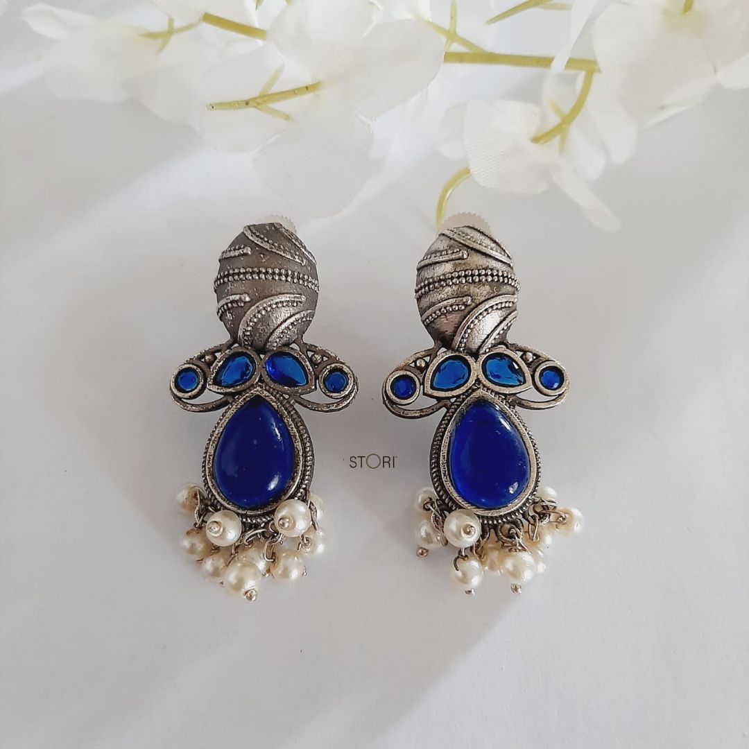 Mahua Silver Look Alike Earrings