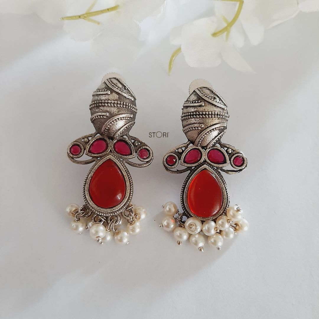 Mahua Silver Look Alike Earrings