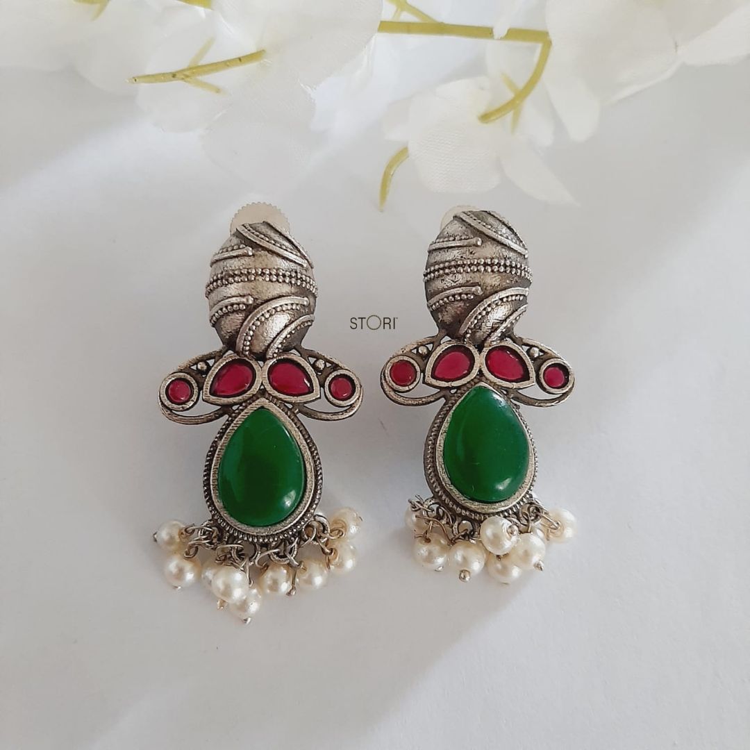Mahua Silver Look Alike Earrings