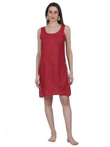 Maroon Cotton Long Inner Slip
