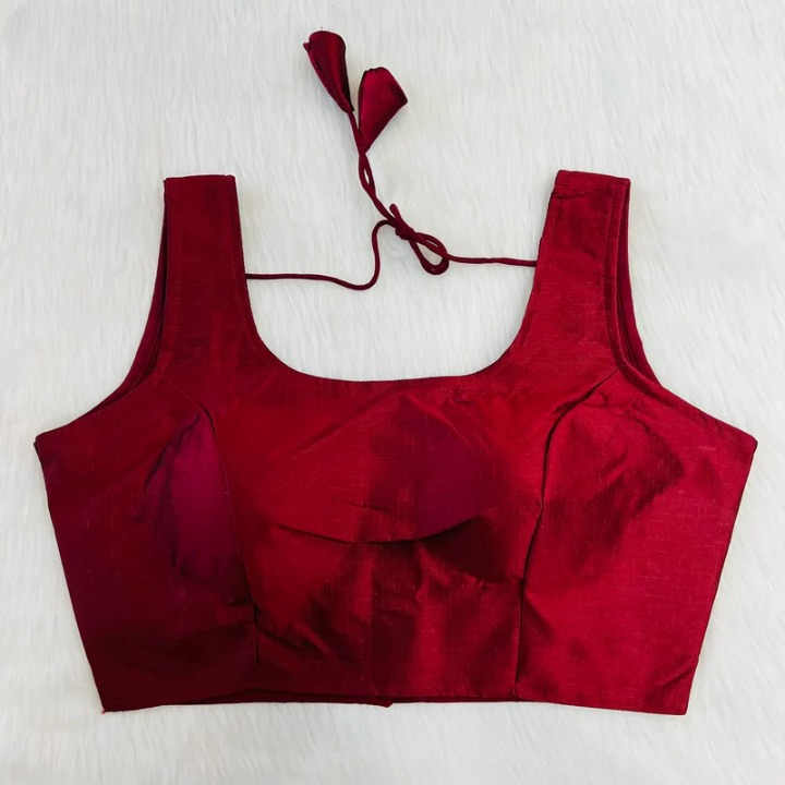 Solid Color Regular Raw Silk Blouse