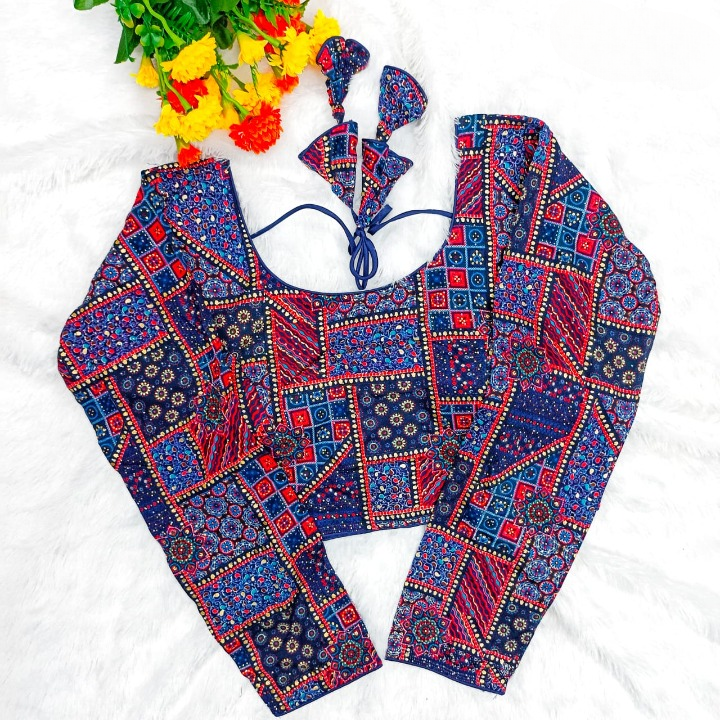 Nisha Long Sleeved Printed Rayon Blouse