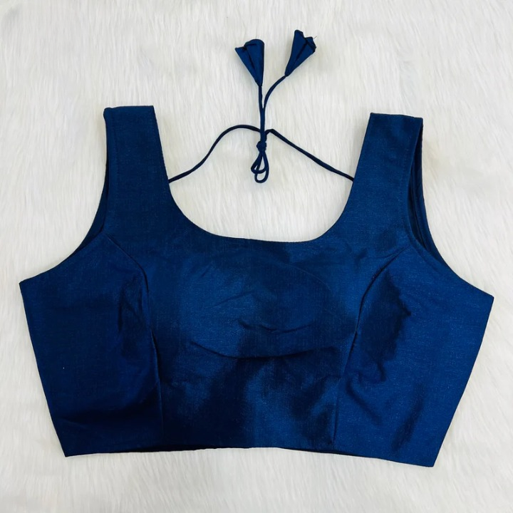 Solid Color Regular Raw Silk Blouse