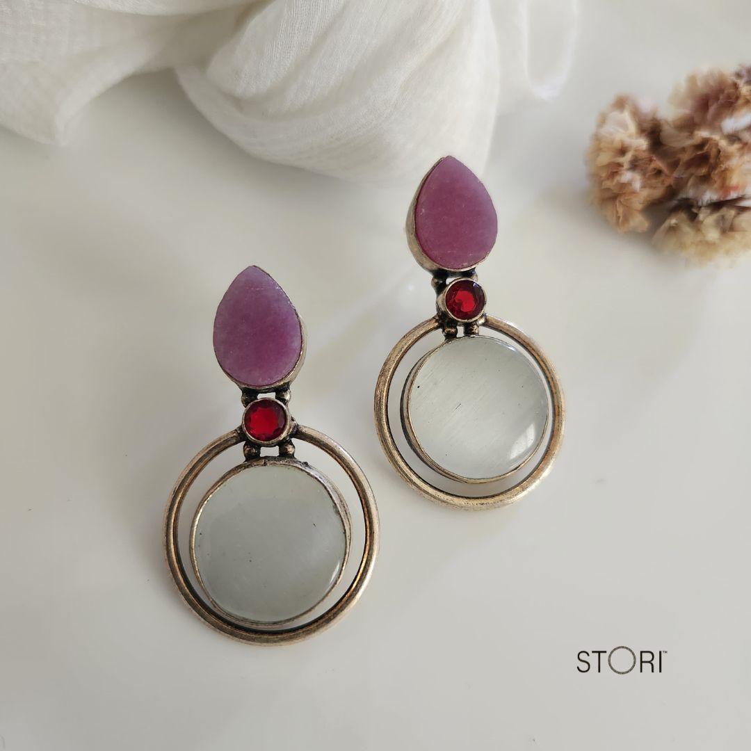 Monalisa Round Stone Earrings