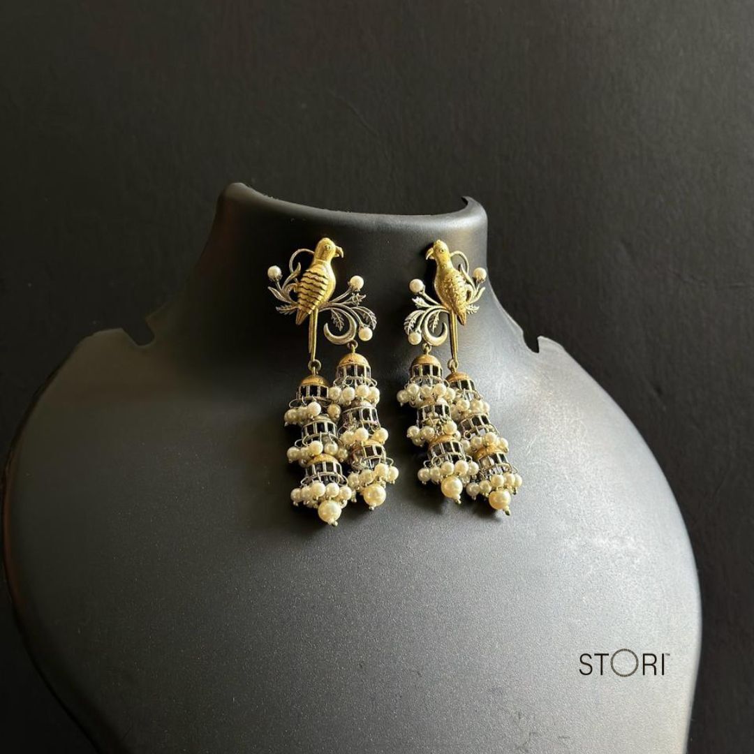 Dual Tone Statement Earrings