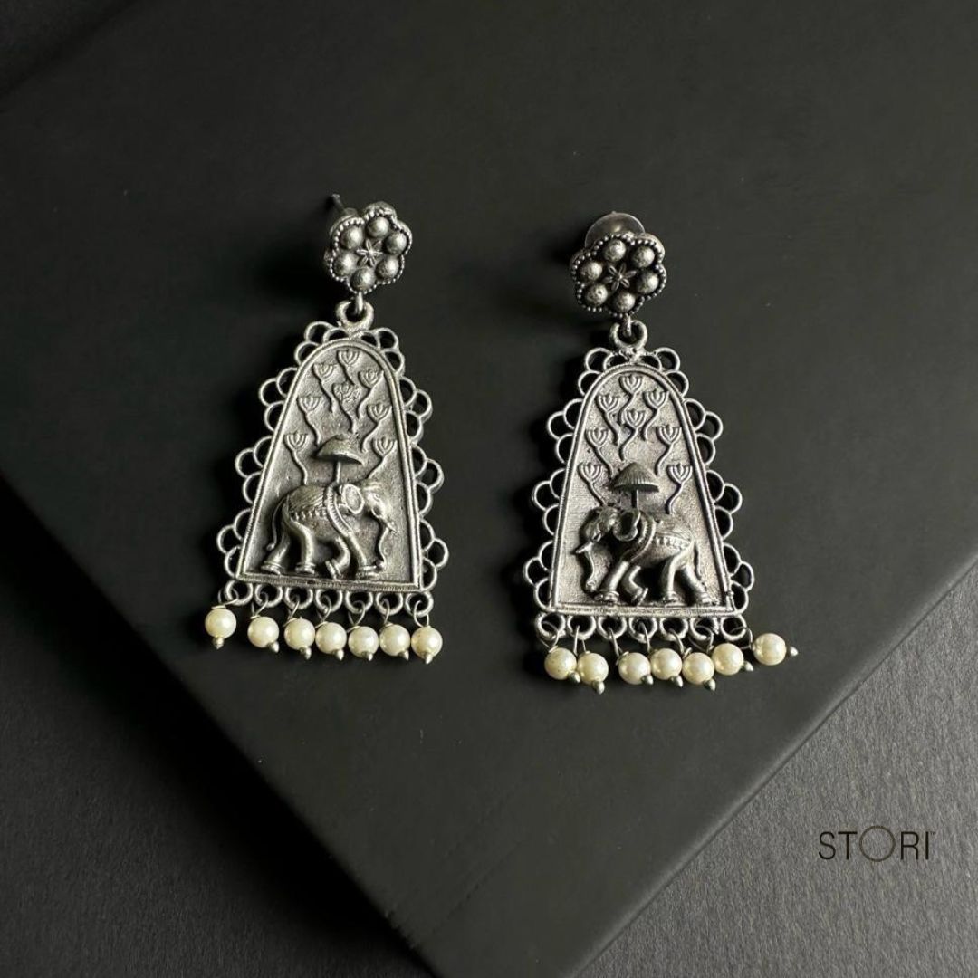 Aatish Silver Lookalike Chandelier Earrings