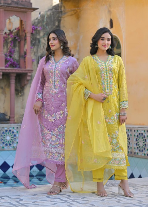Anarkali Suit Set With Organza Dupatta