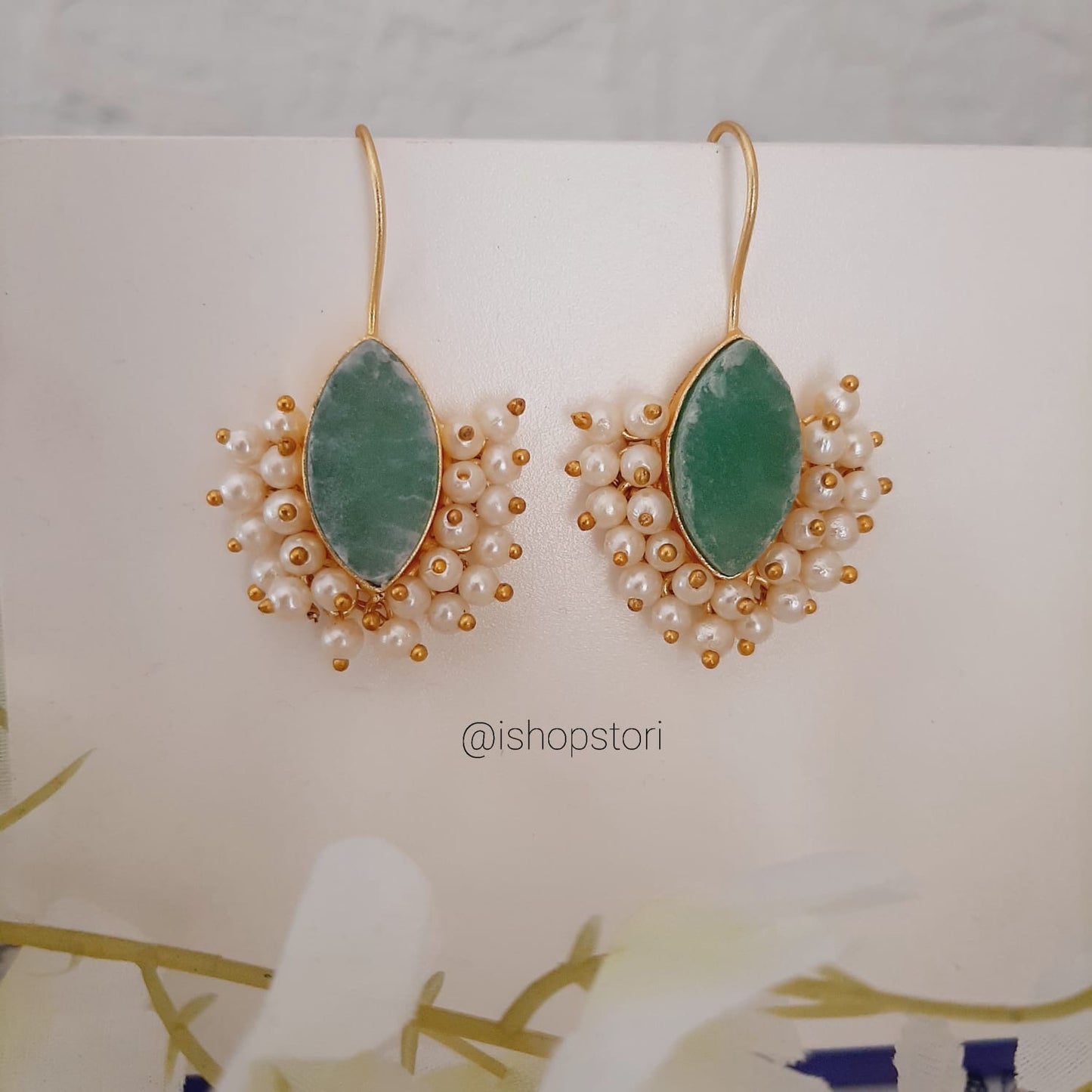 Pallavi Raw Stone & Pearls Earrings
