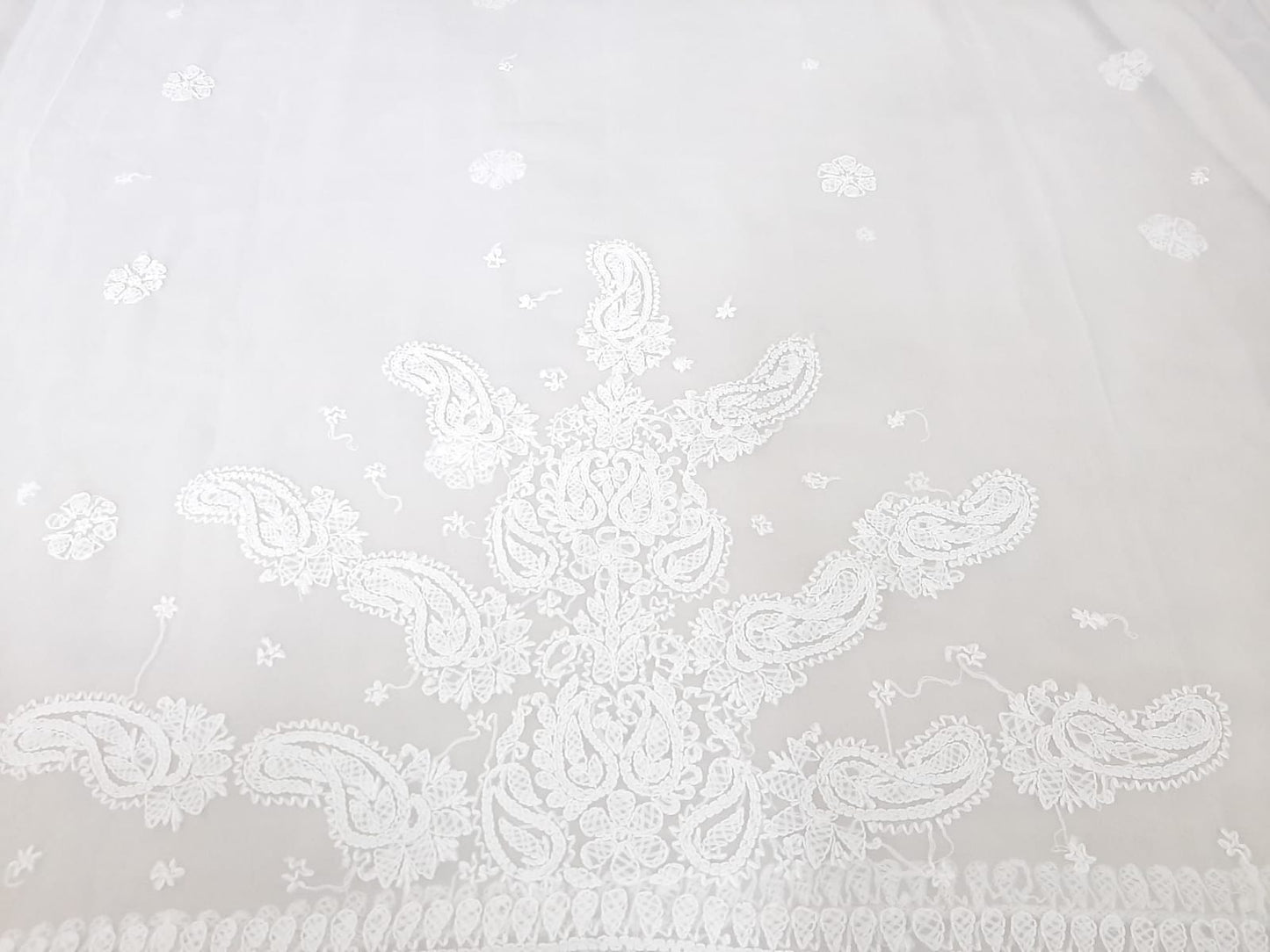 Pearl White Sanah Handcrafted Lucknowi Chikankari Saree