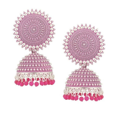 Pink Gold Tone Jhumkis