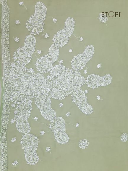 Pista Green Sanah Handcrafted Lucknowi Chikankari Saree