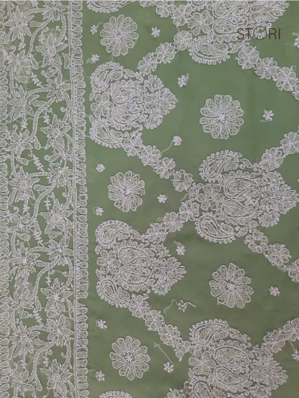 Pista Green Sanah Handcrafted Lucknowi Chikankari Saree