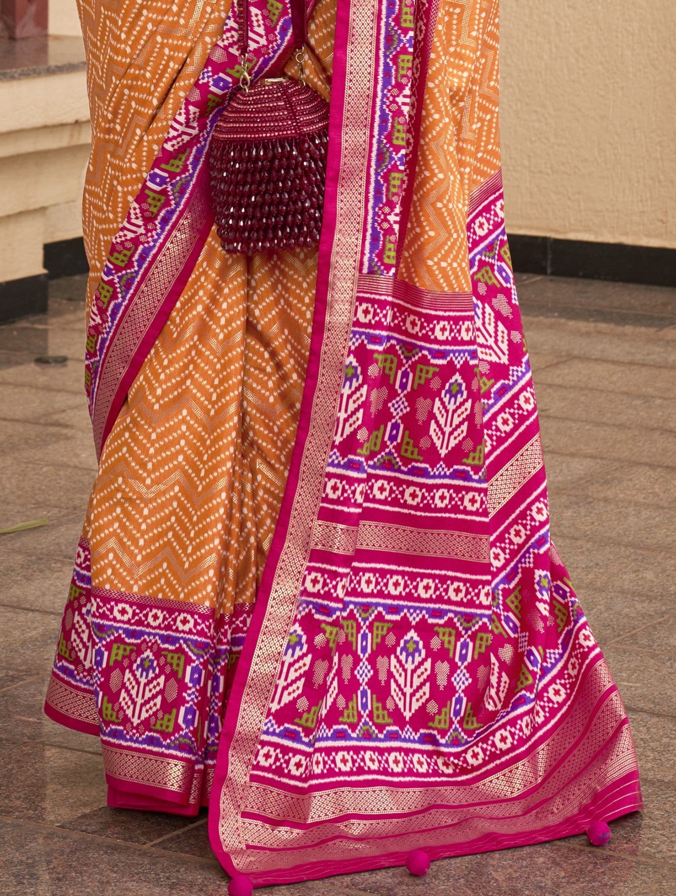 Mustard Yellow Patola Silk Saree Online in India