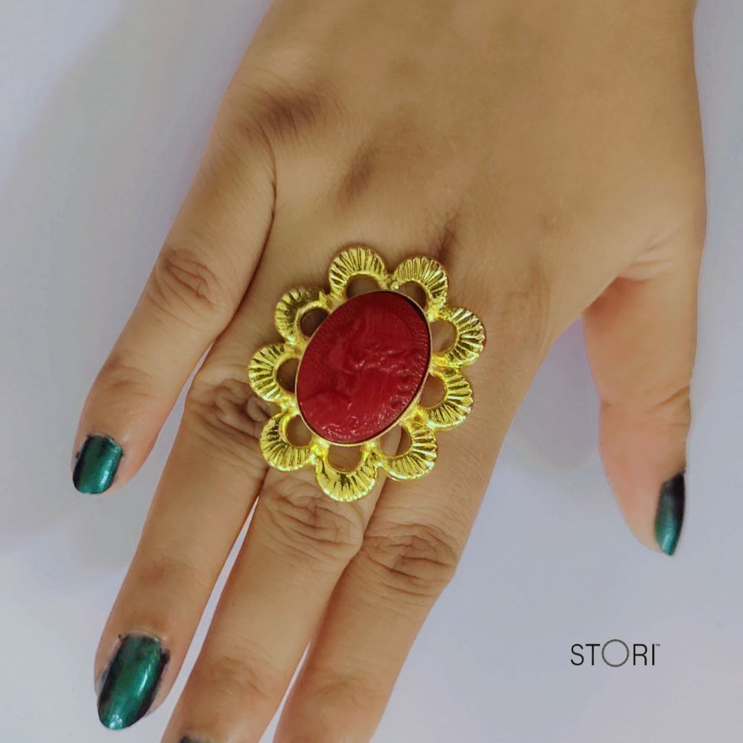 Red Gold Statement Finger Ring Online
