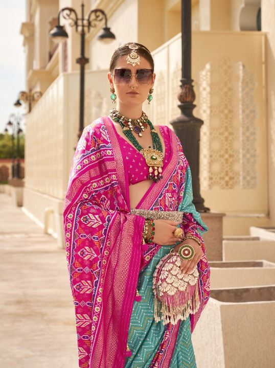Rama Green Patola Silk Saree Online in India