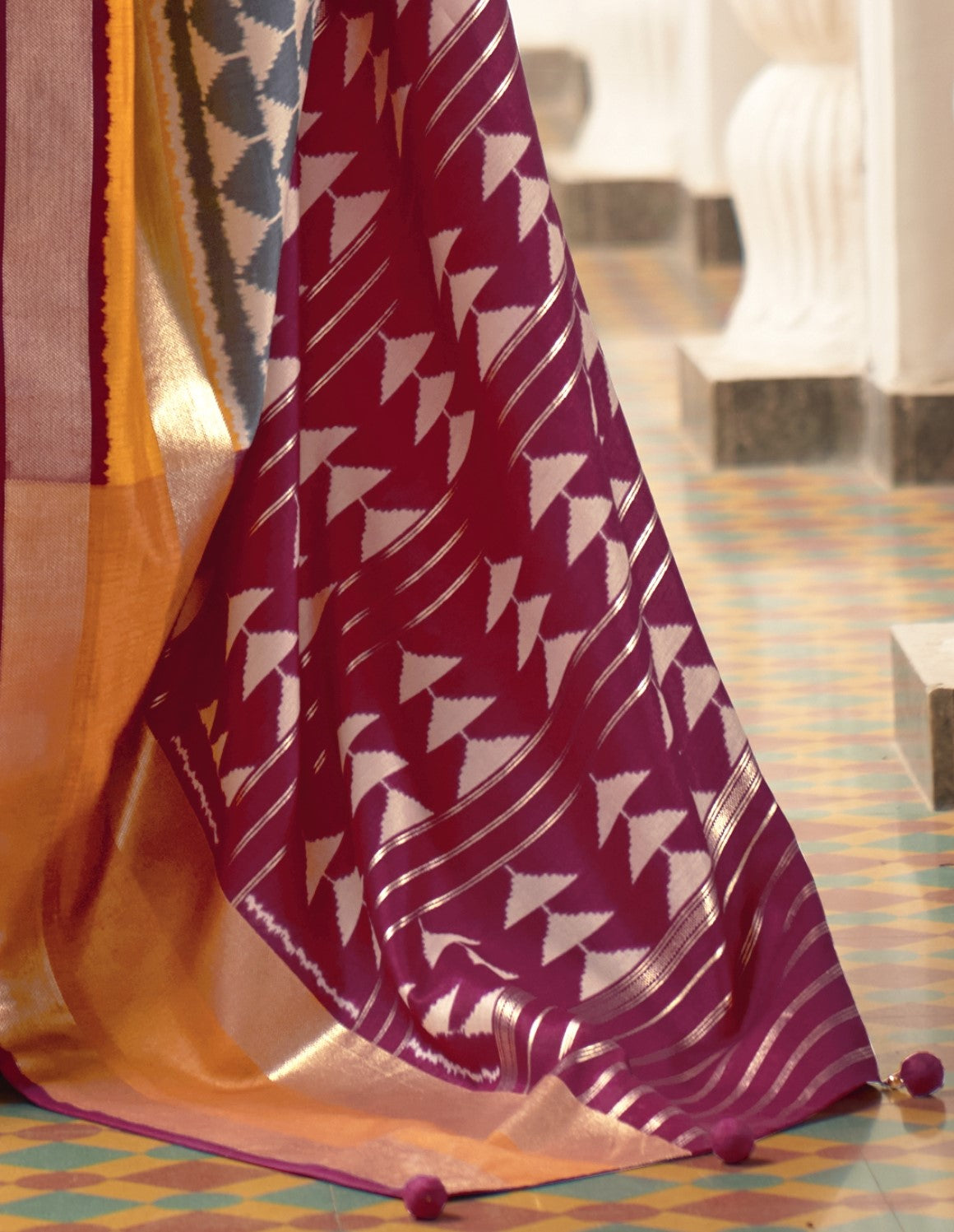 Grey Patola Silk Saree Online in India