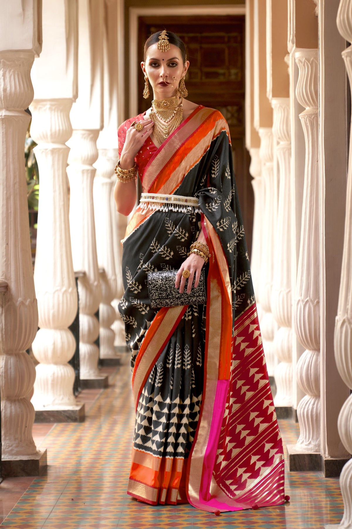 Black Patola Silk Saree Online in India