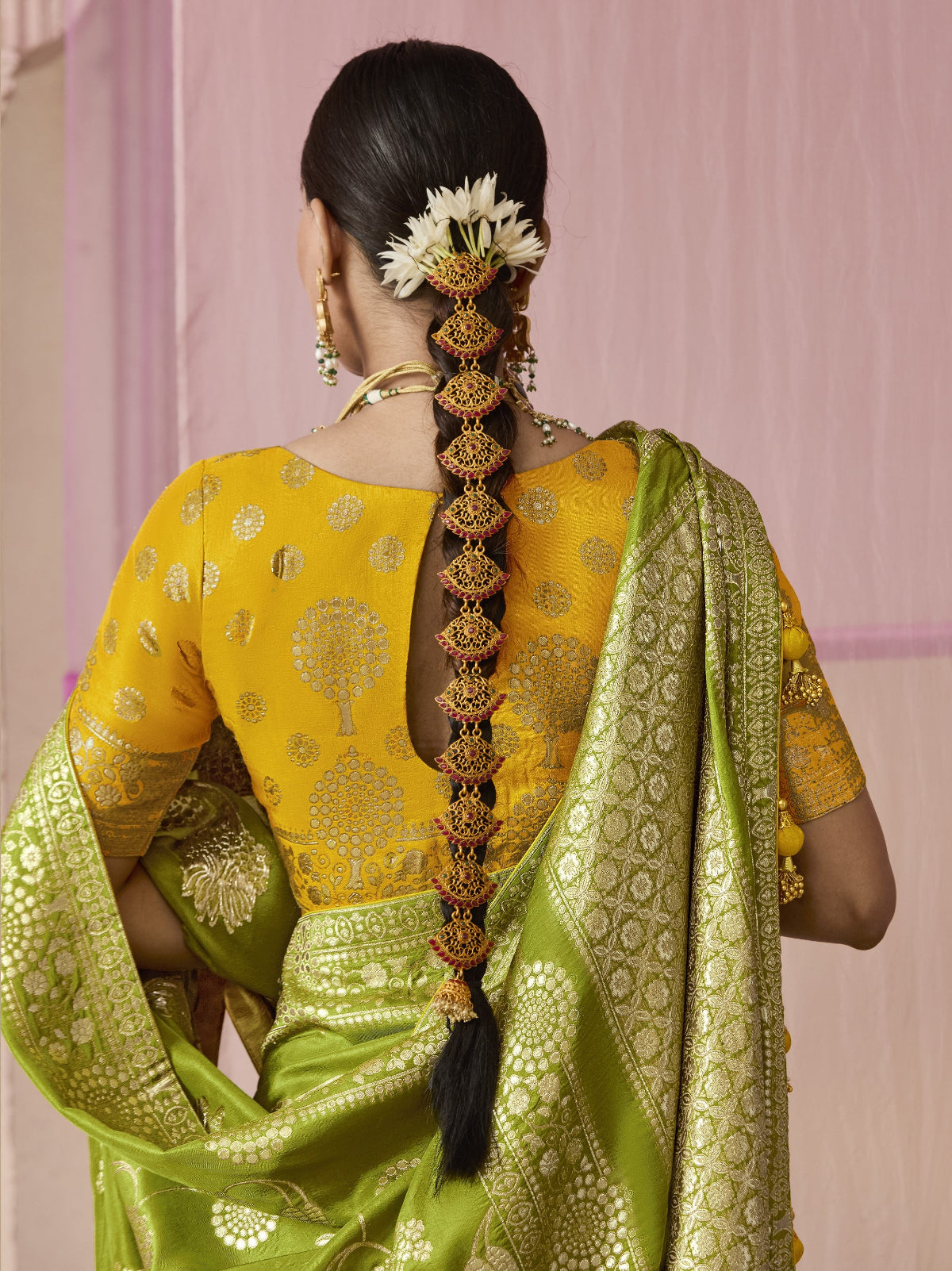 Mehendi Green Banarasi Silk Saree Online in India