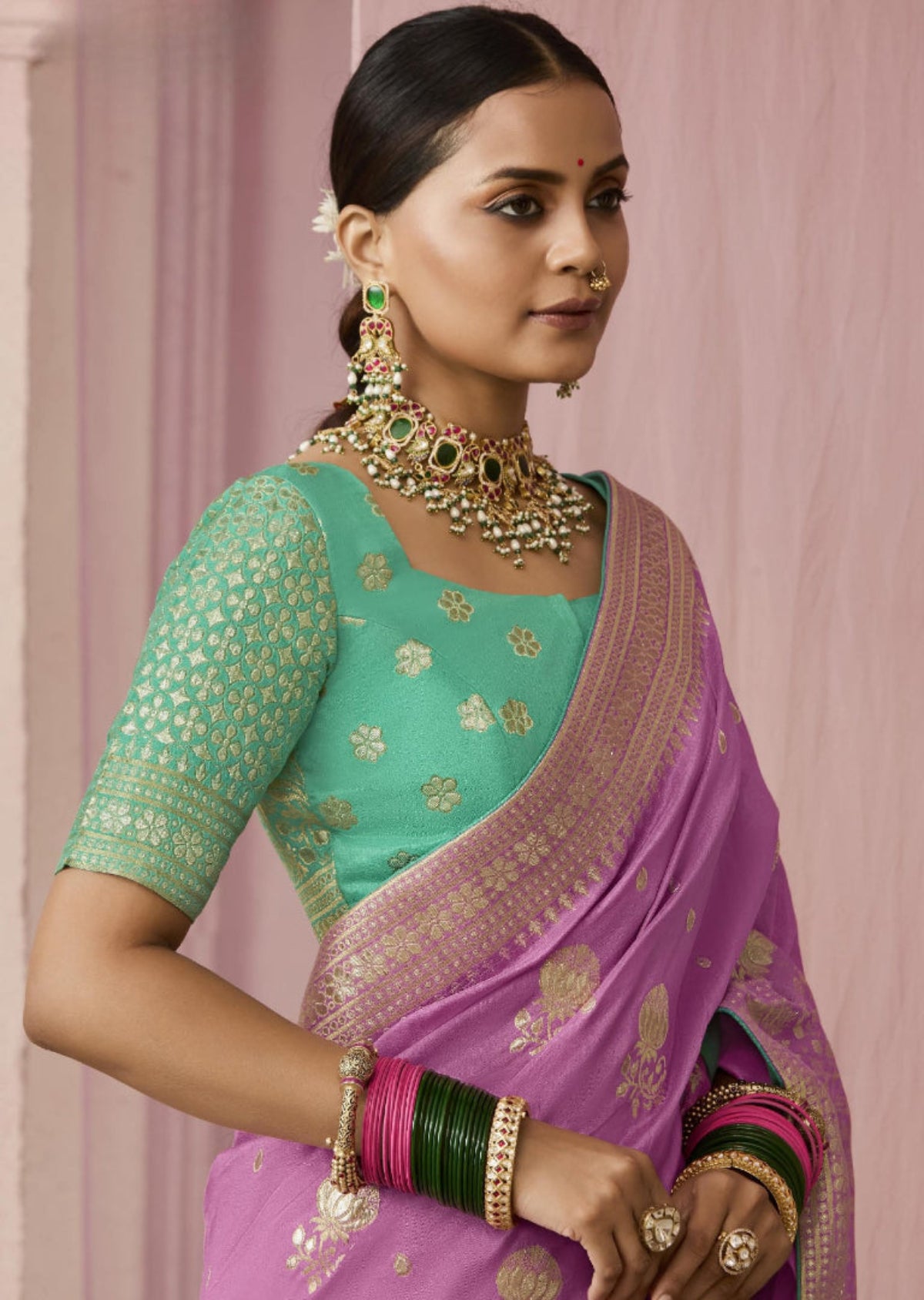 Mauve Banarasi Silk Saree Online in India