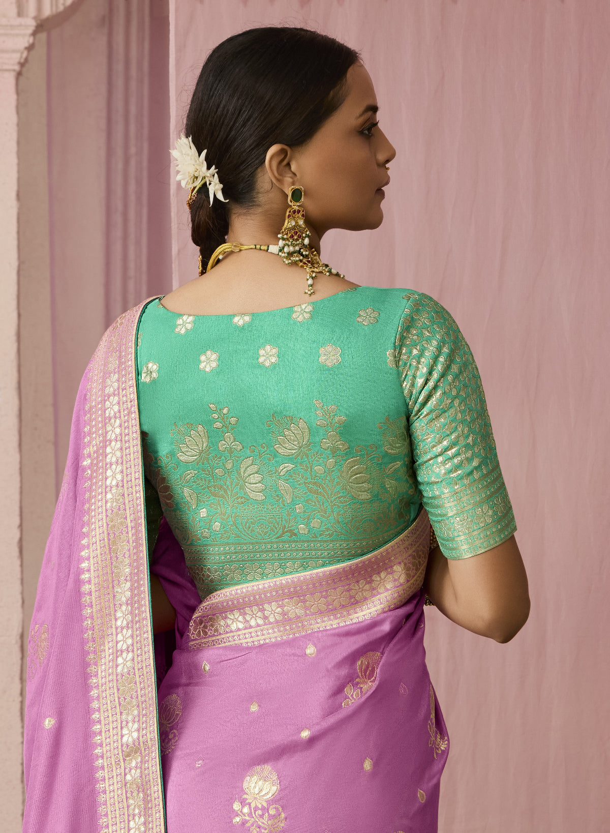 Mauve Banarasi Silk Saree Online in India