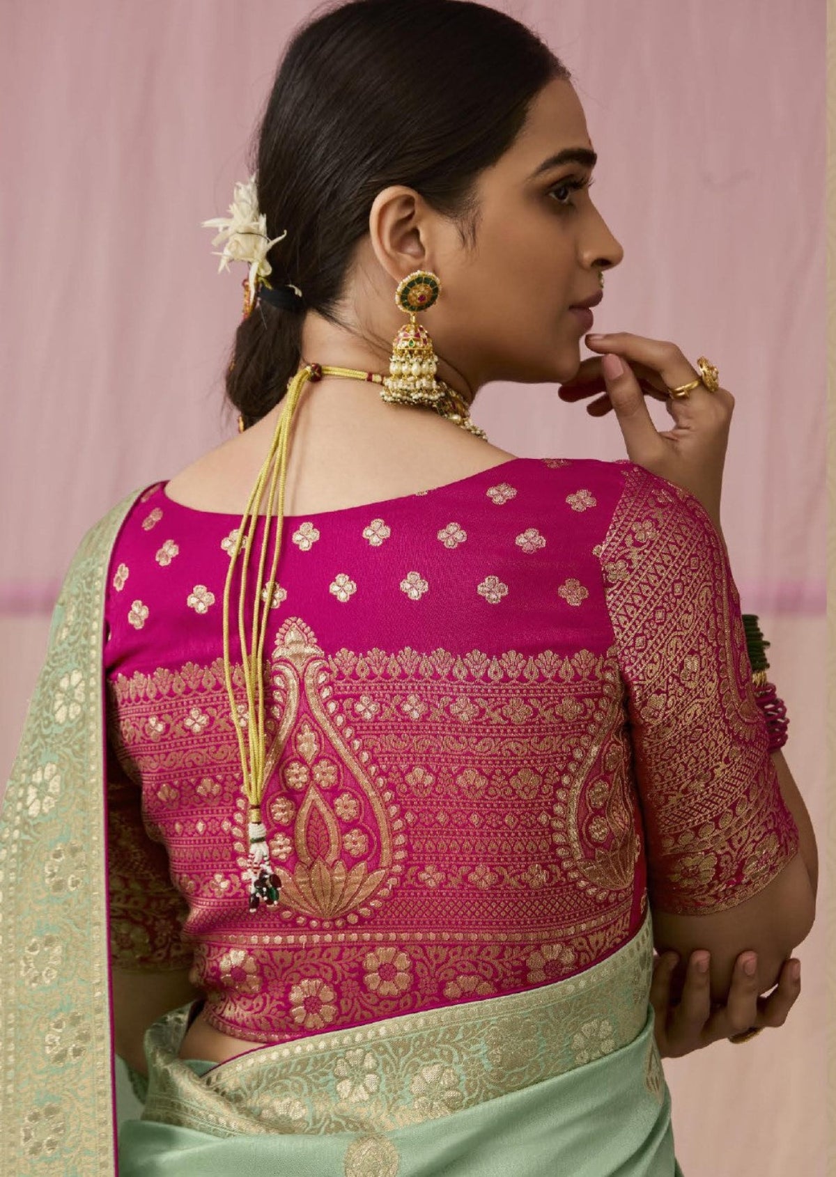 Pista Green Banarasi Silk Saree Online in India