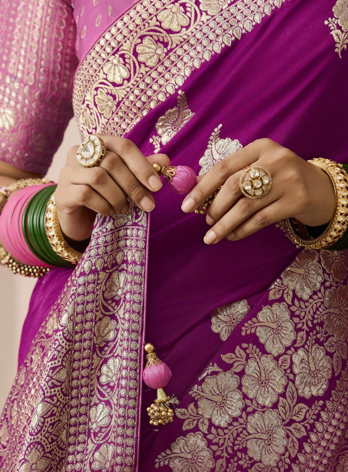 Magenta Banarasi Silk Saree Online in India